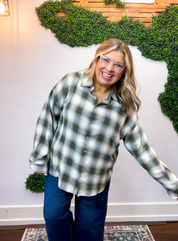Cabin Weekend Flannel Top in Olive