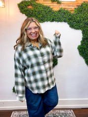 Cabin Weekend Flannel Top in Olive