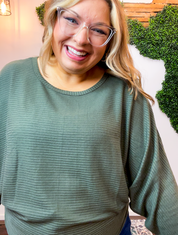 Effortless Days Long Sleeve Batwing Top in Olive