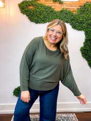 Effortless Days Long Sleeve Batwing Top in Olive