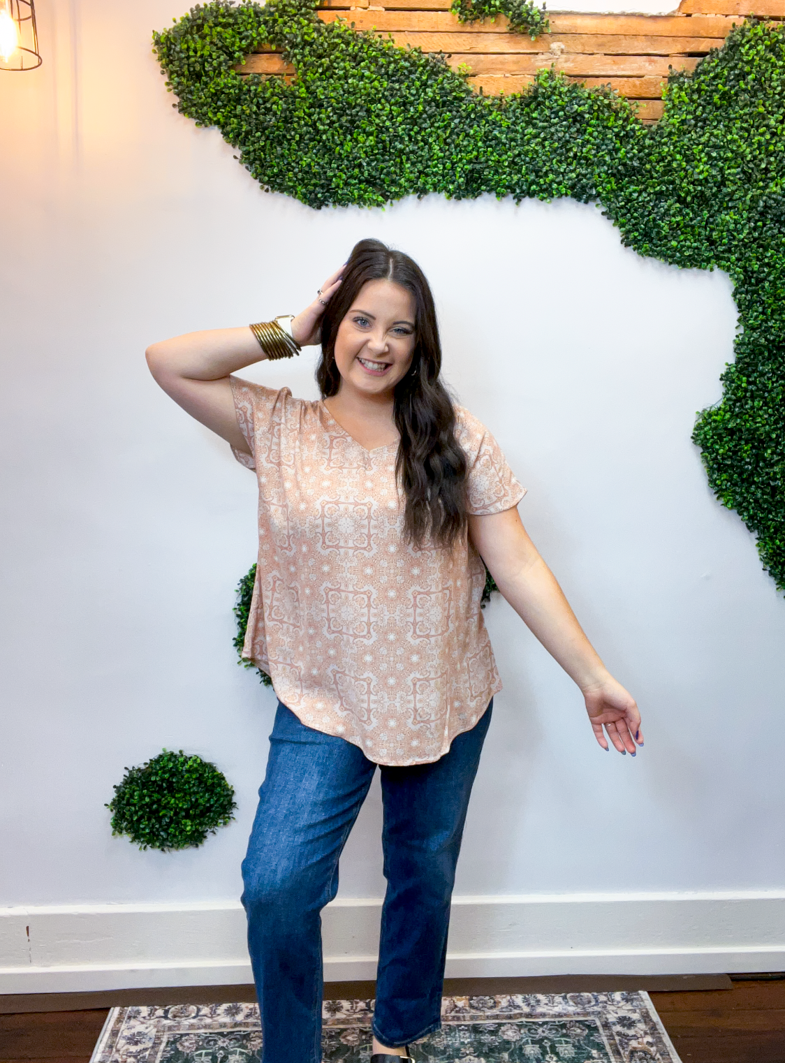 Rose Tile Woven Top