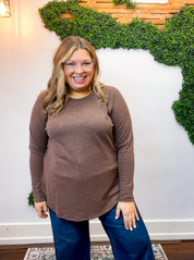 Cozy Days Baby Waffle Top in Brown