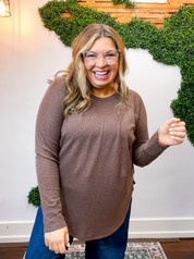 Cozy Days Baby Waffle Top in Brown