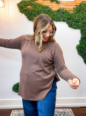 Cozy Days Baby Waffle Top in Brown