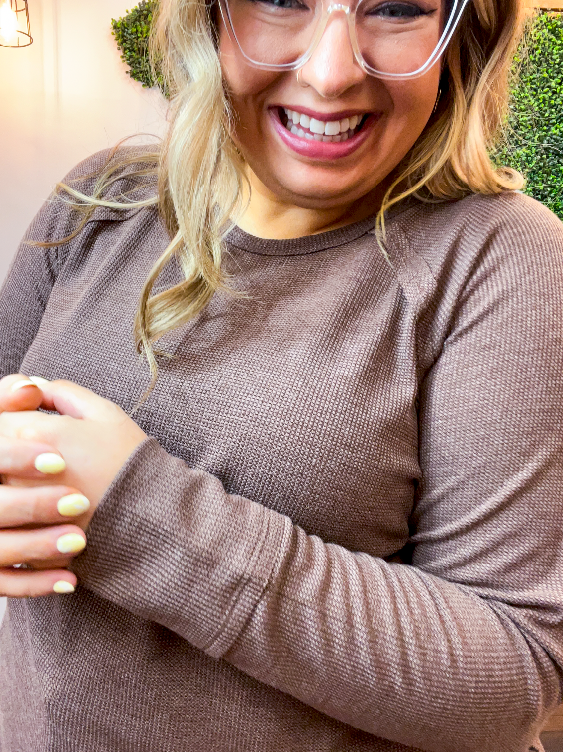 Cozy Days Baby Waffle Top in Brown