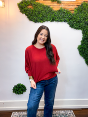 Effortless Days Long Sleeve Batwing Top in Rust