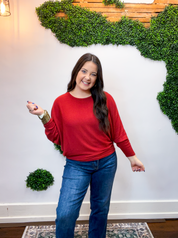 Effortless Days Long Sleeve Batwing Top in Rust