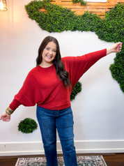Effortless Days Long Sleeve Batwing Top in Rust