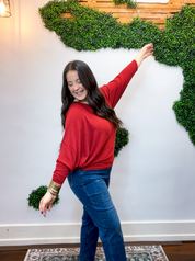 Effortless Days Long Sleeve Batwing Top in Rust