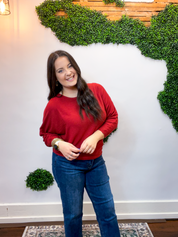Effortless Days Long Sleeve Batwing Top in Rust