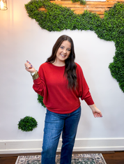 Effortless Days Long Sleeve Batwing Top in Rust