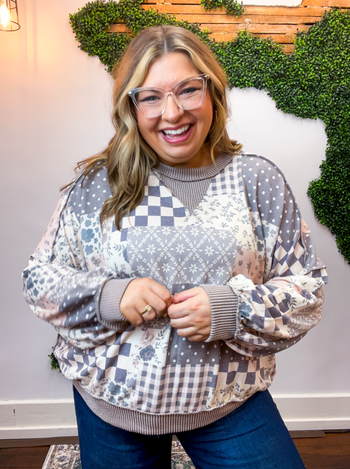 Mixed Signals Patchwork Pullover