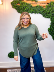 Cozy Days Baby Waffle Top in Olive