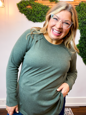 Cozy Days Baby Waffle Top in Olive