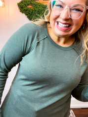 Cozy Days Baby Waffle Top in Olive