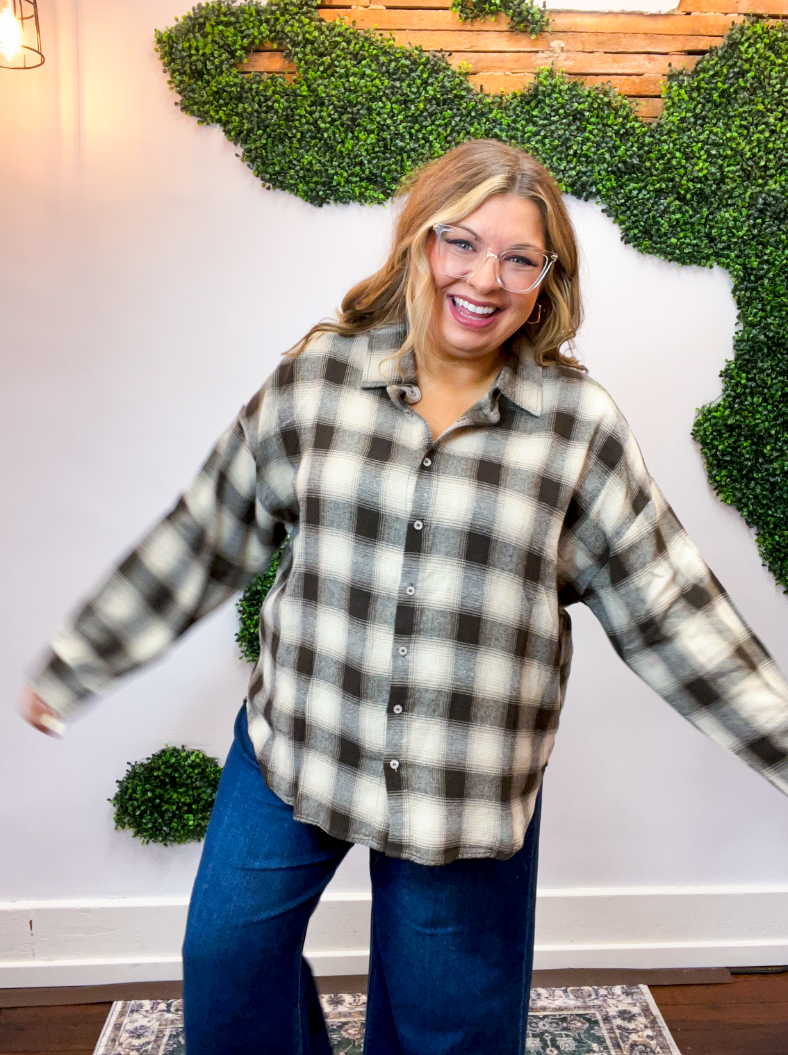 Cabin Weekend Flannel Top in Brown