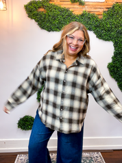 Cabin Weekend Flannel Top in Brown