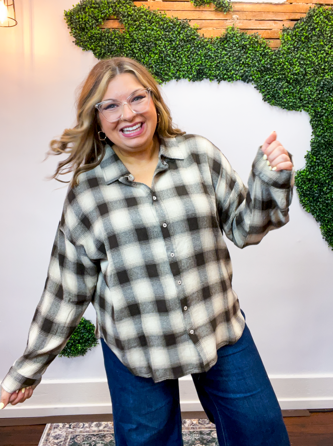 Cabin Weekend Flannel Top in Brown