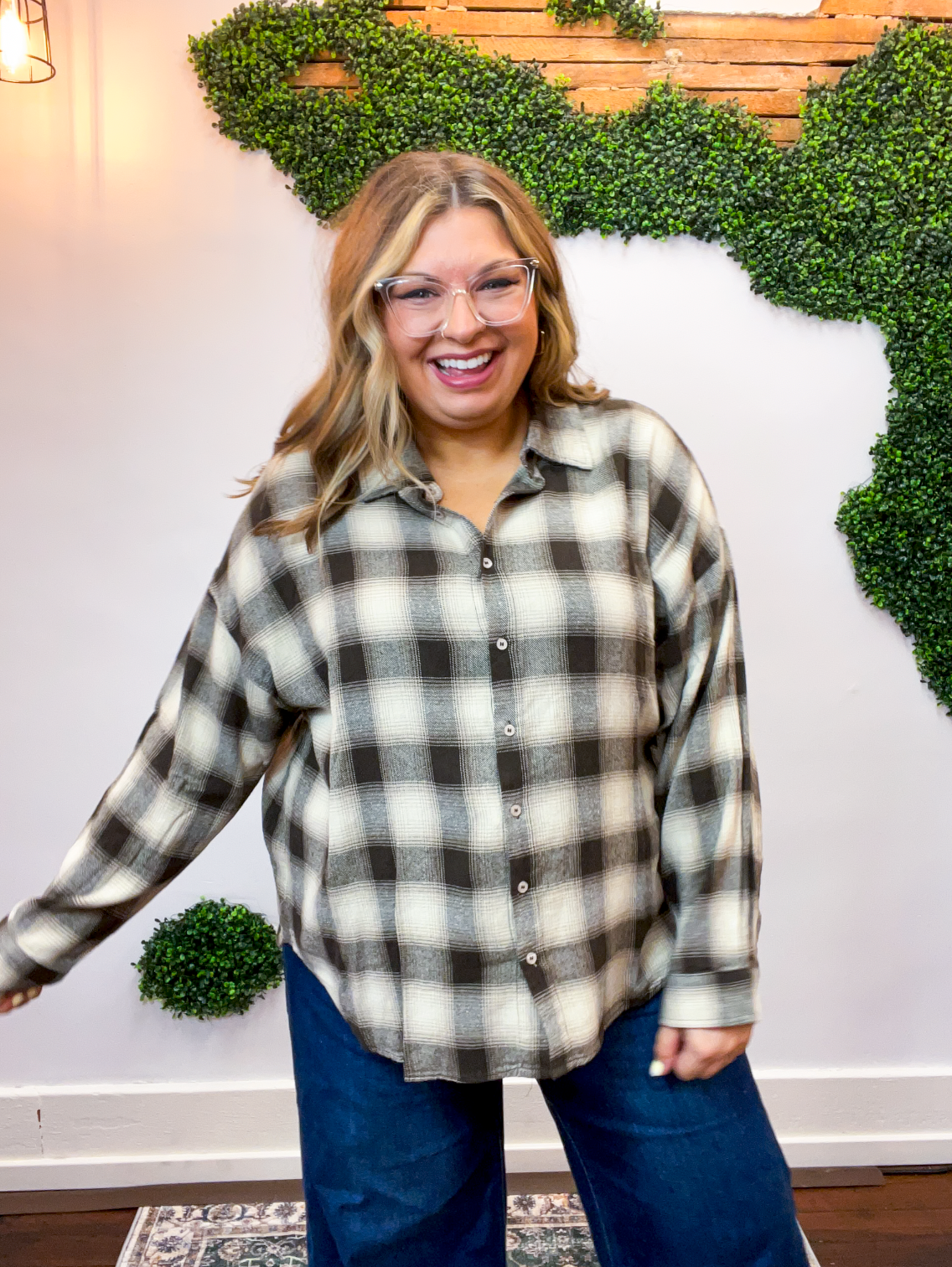 Cabin Weekend Flannel Top in Brown