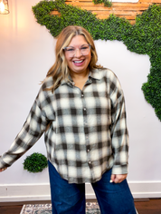 Cabin Weekend Flannel Top in Brown