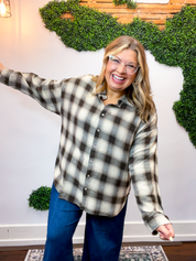 Cabin Weekend Flannel Top in Brown