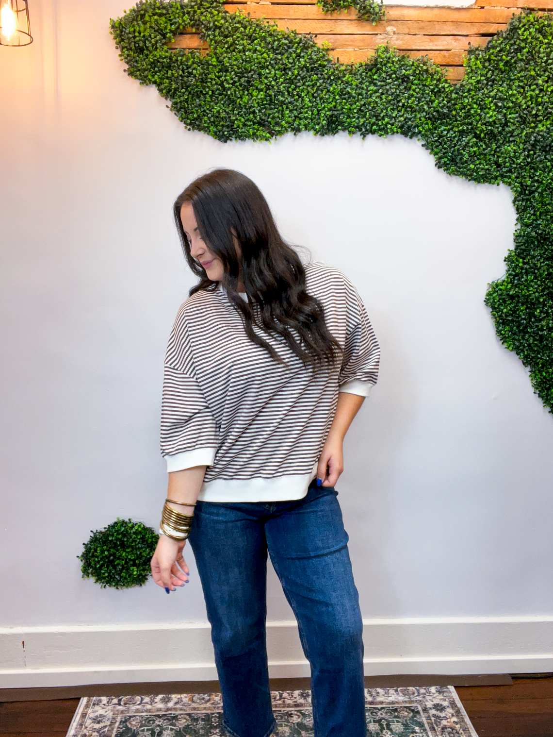 County Fair Striped Top in Brown