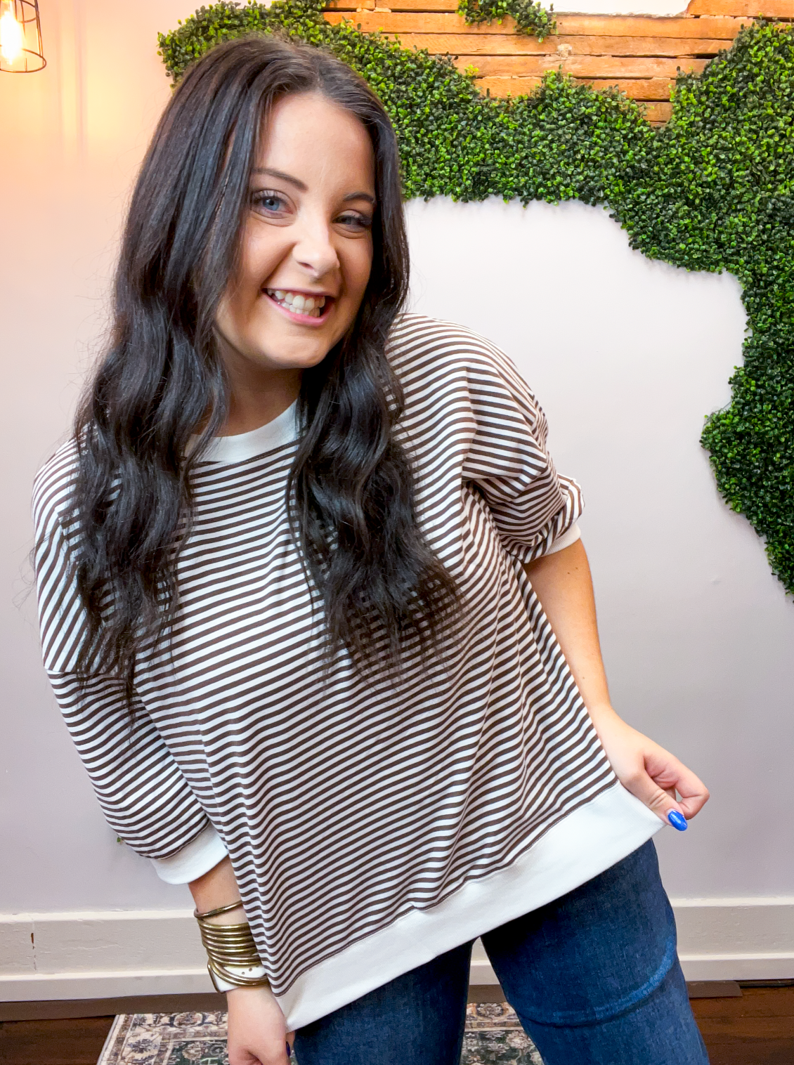 County Fair Striped Top in Brown
