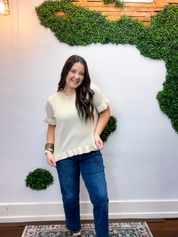 Buttercream Ruffle Short Sleeve Sweater