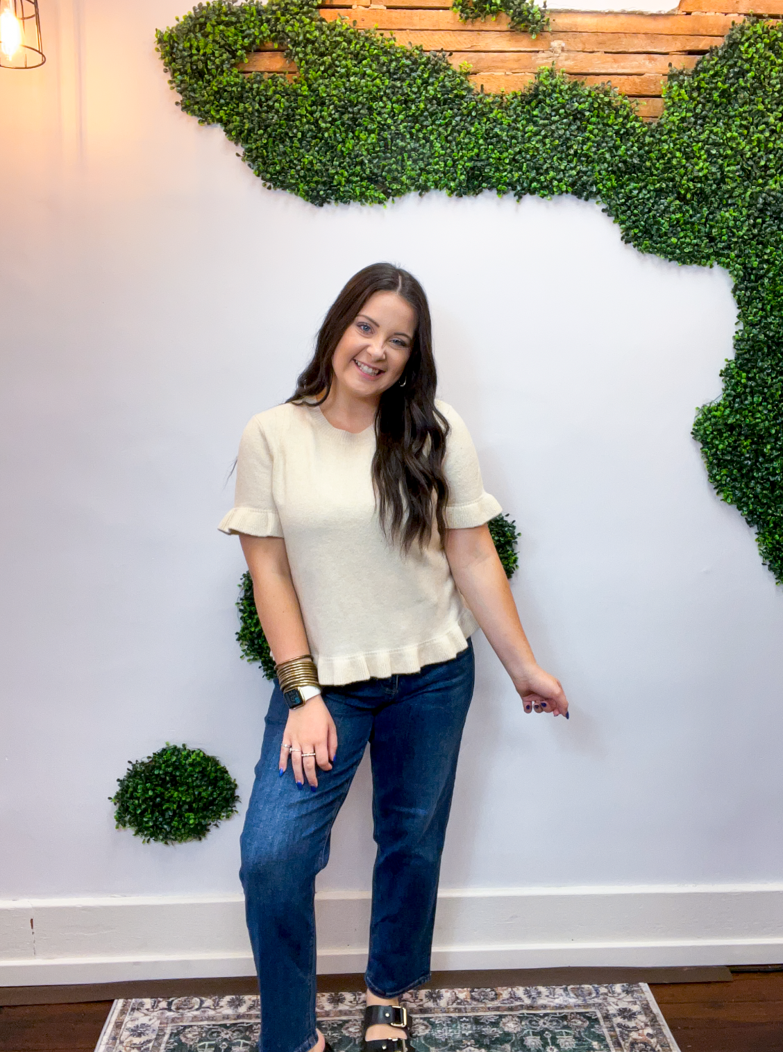 Buttercream Ruffle Short Sleeve Sweater