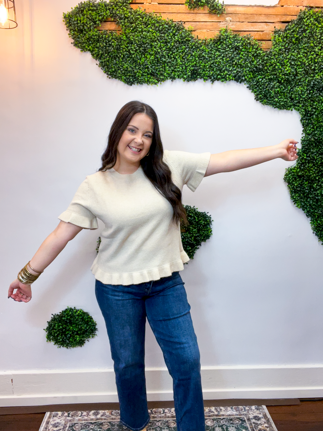 Buttercream Ruffle Short Sleeve Sweater