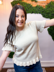 Buttercream Ruffle Short Sleeve Sweater