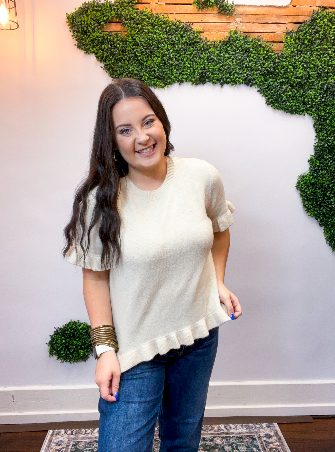 Buttercream Ruffle Short Sleeve Sweater