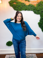 Effortless Days Long Sleeve Batwing Top in Teal