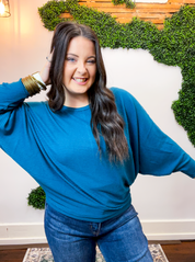 Effortless Days Long Sleeve Batwing Top in Teal