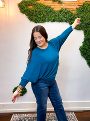 Effortless Days Long Sleeve Batwing Top in Teal