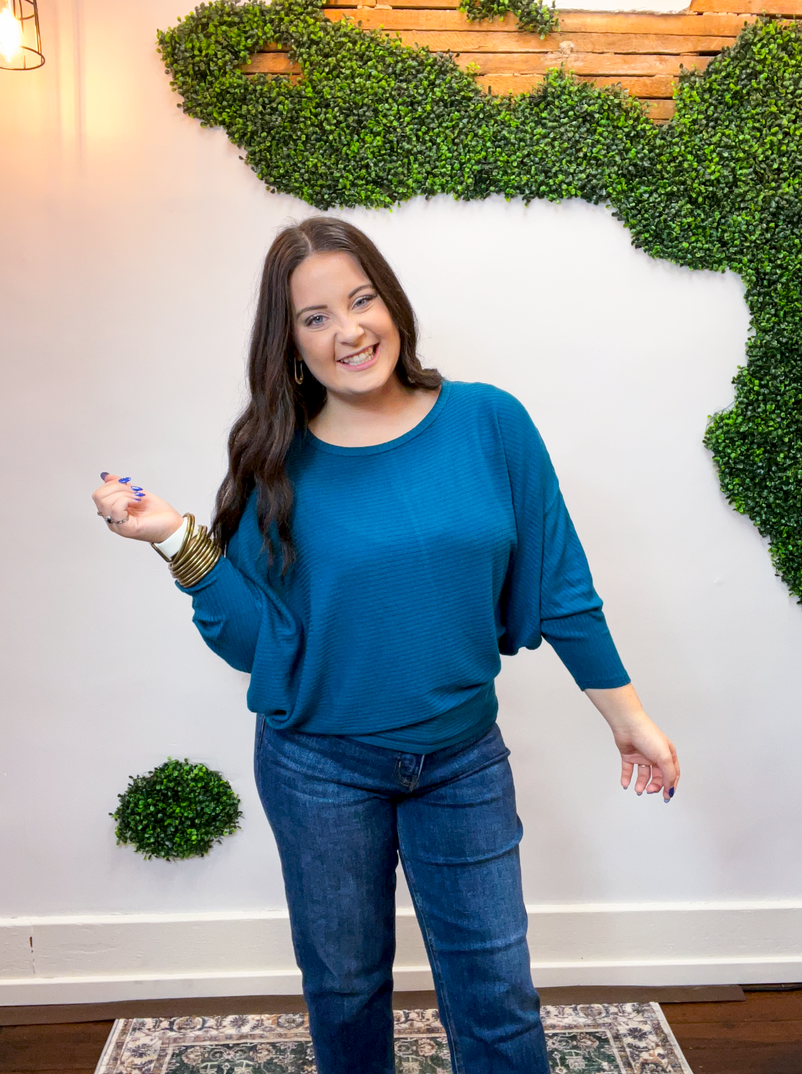 Effortless Days Long Sleeve Batwing Top in Teal