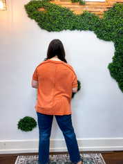 Textured Take Raised Rib Short Sleeve Top in Burnt Orange