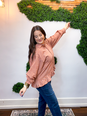 Chestnut Check Peplum Top