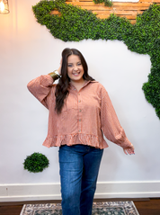 Chestnut Check Peplum Top