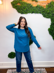 Cozy Days Baby Waffle Top in Teal