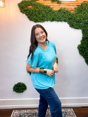 No Plans Necessary Top in Turquoise