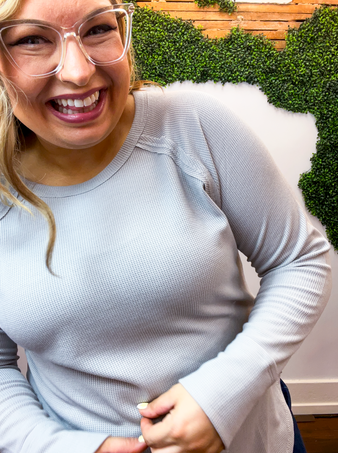 Cozy Days Baby Waffle Top in Light Grey