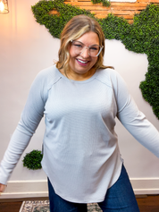 Cozy Days Baby Waffle Top in Light Grey