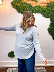 Cozy Days Baby Waffle Top in Light Grey