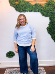 County Fair Striped Top in Cornflower Blue