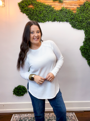 Cozy Days Baby Waffle Top in White