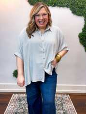 Falling for Stripes Button Down Shirt in Black