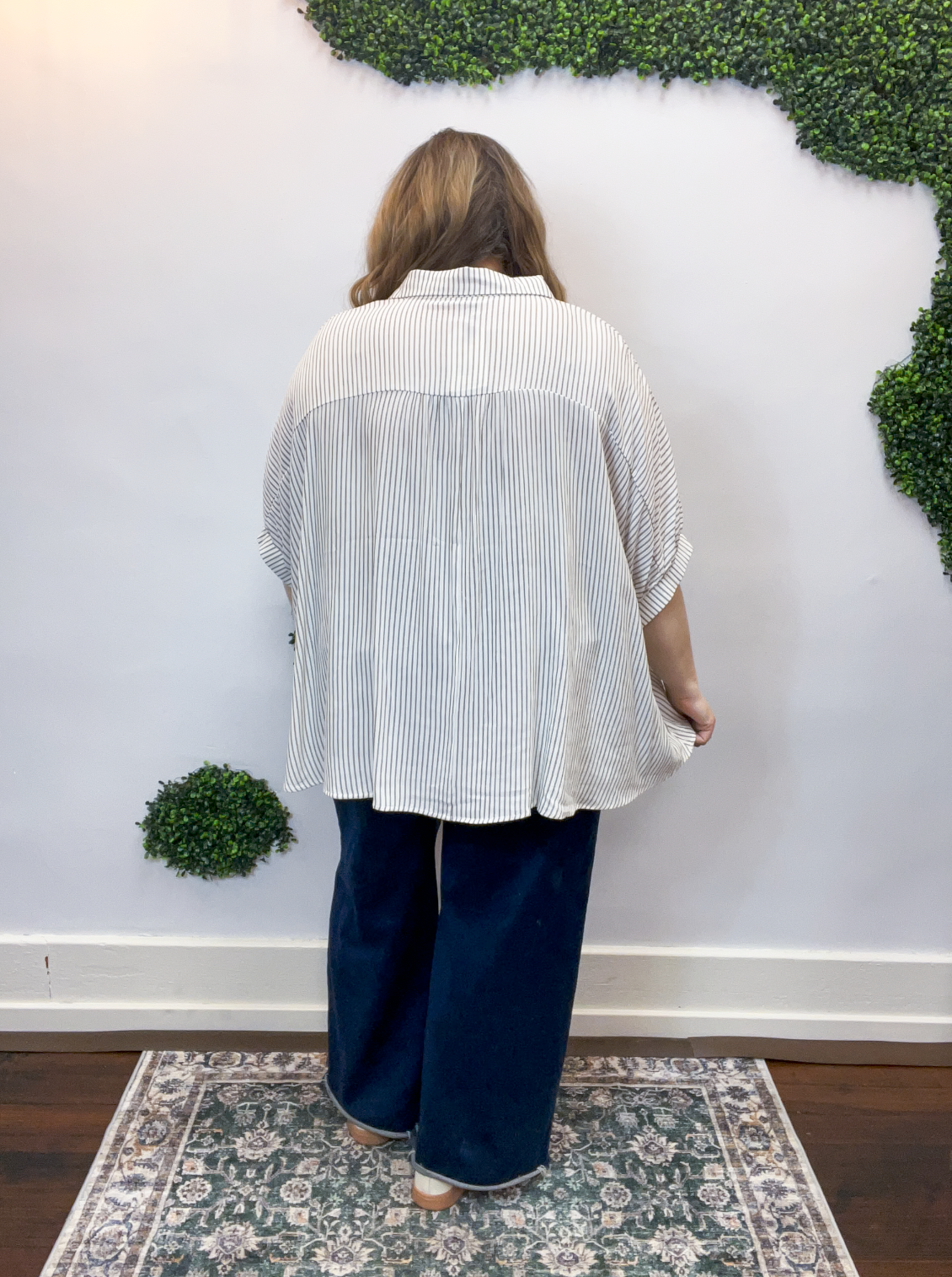 Falling for Stripes Button Down Shirt in Taupe