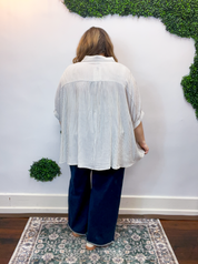 Falling for Stripes Button Down Shirt in Taupe
