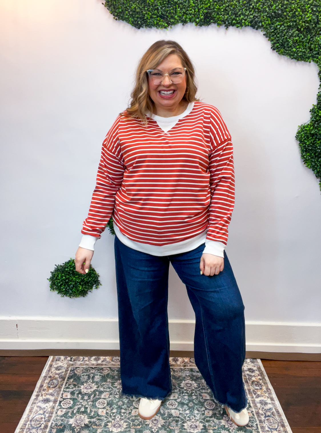 Homecoming Stripe Pullover in Rust